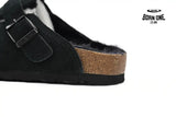 Birkenstock Boston Shearling Suede Leather Black