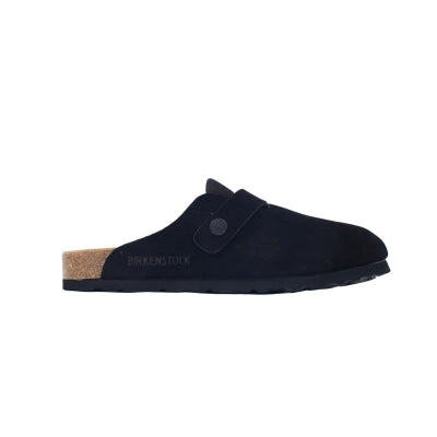 Birkenstock Boston Soft Footbed Black Velvet And Black Buckle