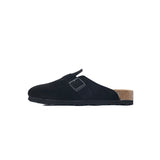 Birkenstock Boston Soft Footbed Black Velvet And Black Buckle