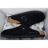 Birkenstock Boston Soft Footbed Black Velvet And Black Buckle