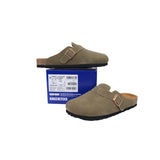 Birkenstock Boston Closed Toe Slides Grey Green