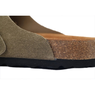 Birkenstock Boston Closed Toe Slides Grey Green