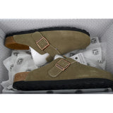 Birkenstock Boston Closed Toe Slides Grey Green
