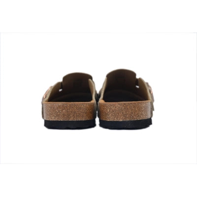 Birkenstock Boston Closed Toe Slides Grey Green