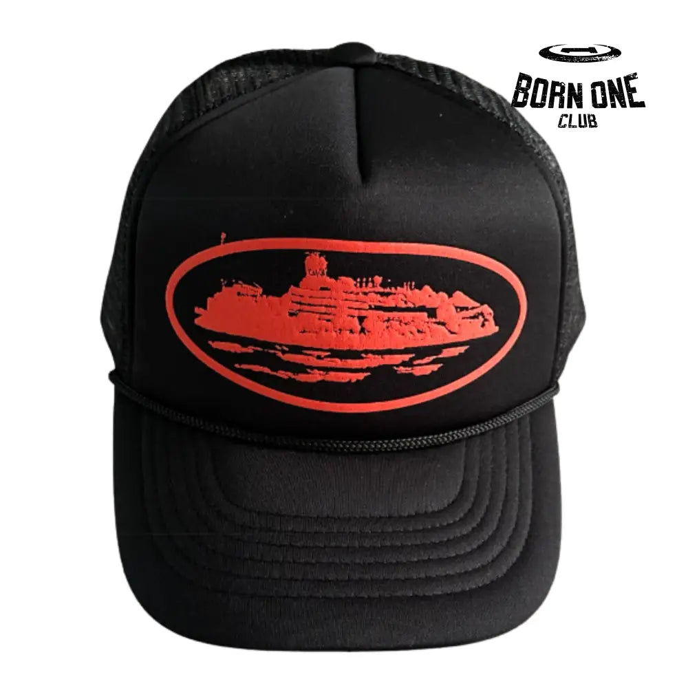 Boné Corteiz Foam Printed Truck Black & Red