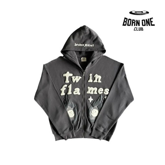Broken Planet Twin Flames Zip Up Hoodie