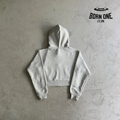 Broken Planet Womens Basics Cropped Zip Up Hoodie