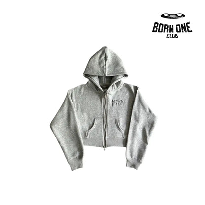 Broken Planet Womens Basics Cropped Zip Up Hoodie