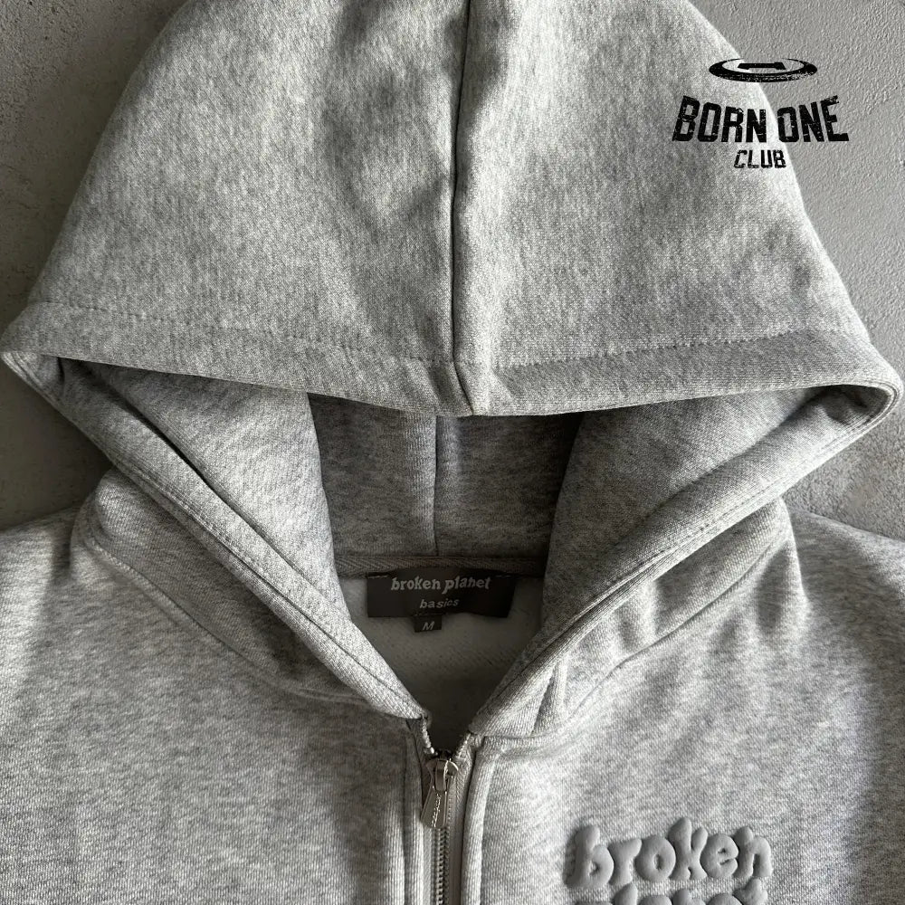 Broken Planet Womens Basics Cropped Zip Up Hoodie