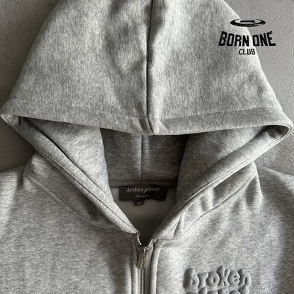 Broken Planet Womens Basics Cropped Zip Up Hoodie