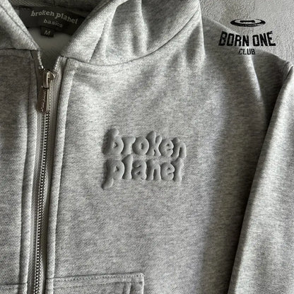 Broken Planet Womens Basics Cropped Zip Up Hoodie