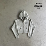 Broken Planet Womens Basics Cropped Zip Up Hoodie