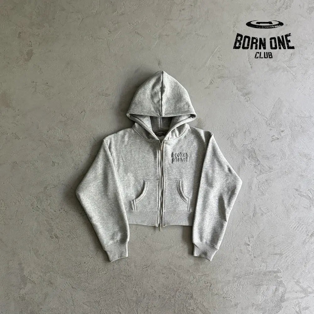 Broken Planet Womens Basics Cropped Zip Up Hoodie