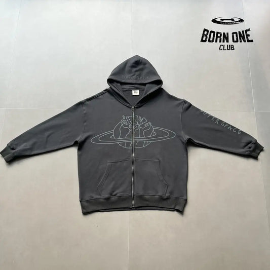 Broken Planet Planet Zip Up Hoodie Grey