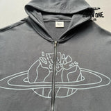 Broken Planet Planet Zip Up Hoodie Grey