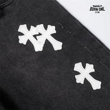 Bermuda Jeans Chrome Hearts Cross Branca Preta