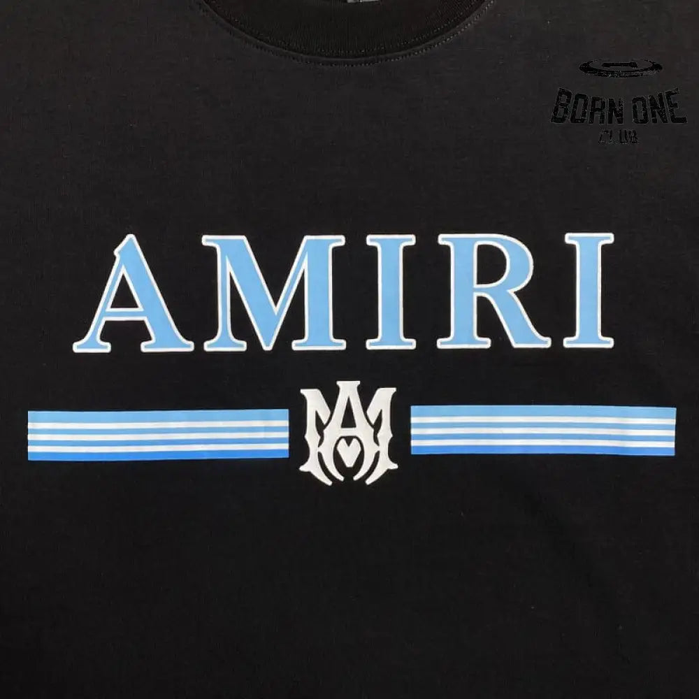 Camiseta Amiri Bar Logo Preto/Azul