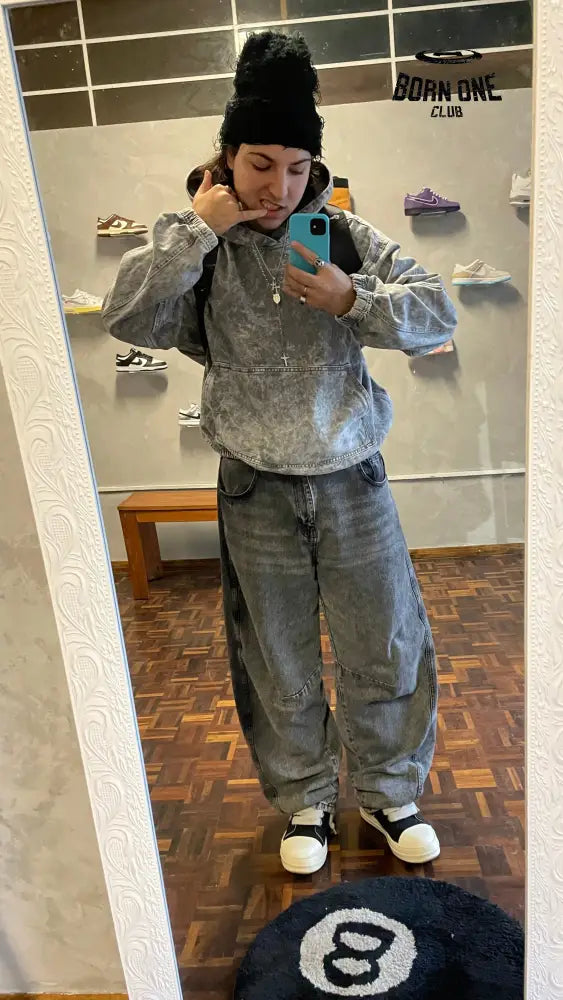 Calça Baggy Estonada Black Grey