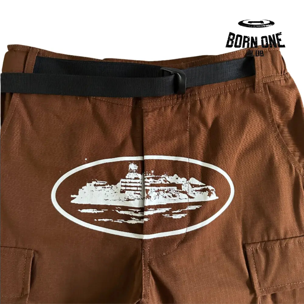 Calça Brown and White Logo Cargo Corteiz