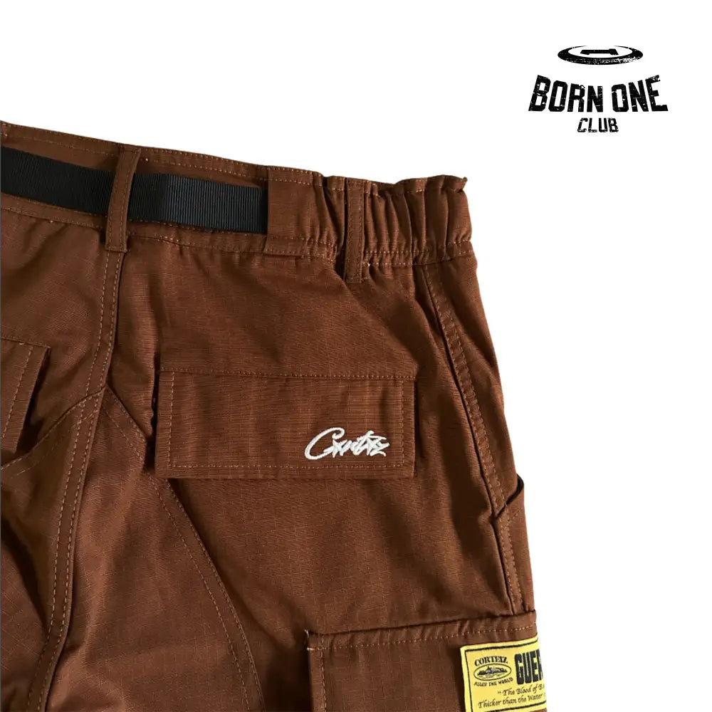Calça Brown and White Logo Cargo Corteiz