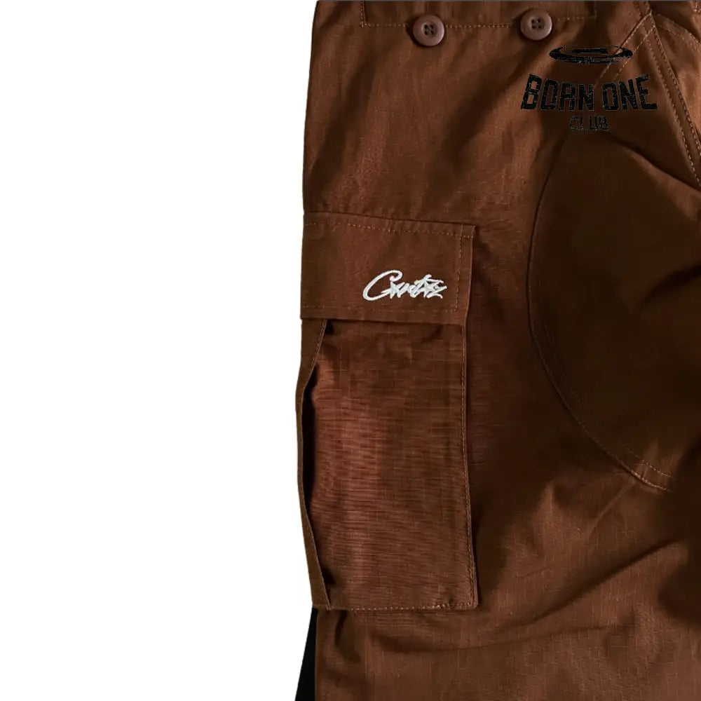 Calça Brown and White Logo Cargo Corteiz
