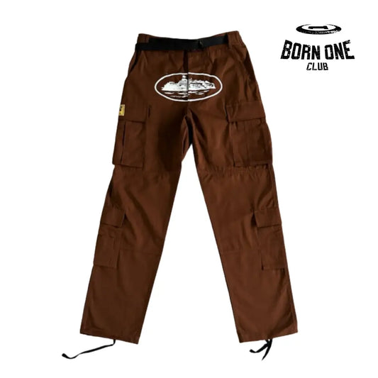 Calça Brown and White Logo Cargo Corteiz