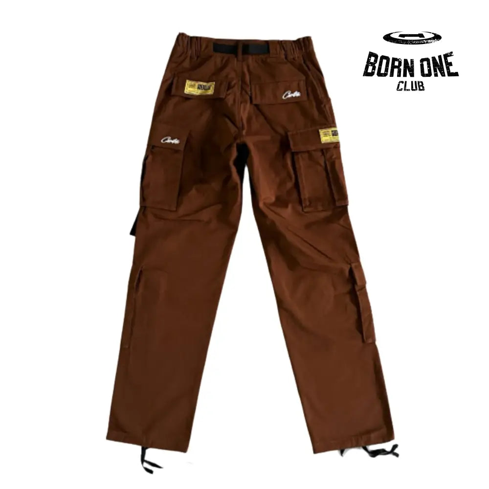 Calça Brown and White Logo Cargo Corteiz