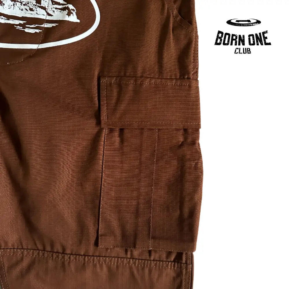 Calça Brown and White Logo Cargo Corteiz