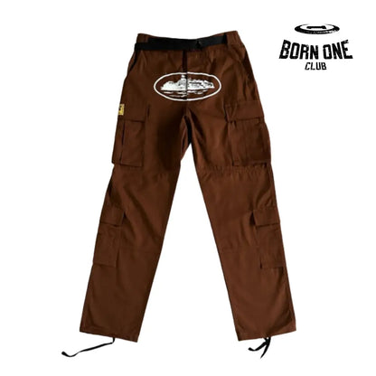 Calça Brown and White Logo Cargo Corteiz