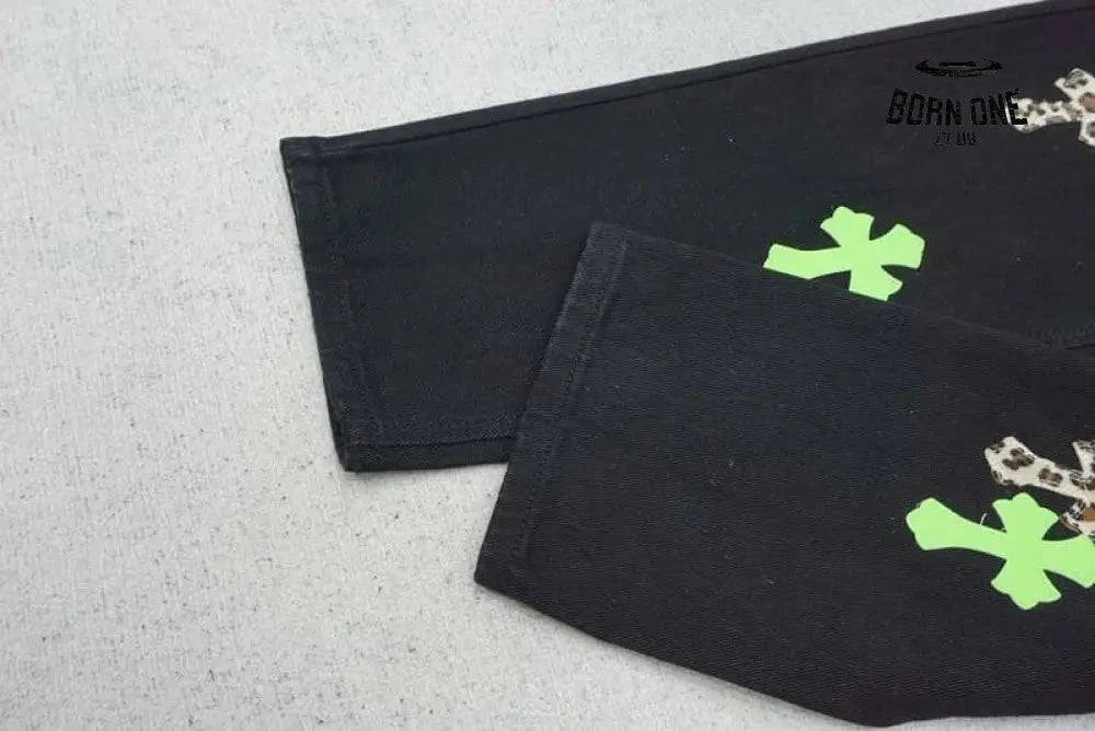 Calça Chrome Hearts Green & Leopard Cross