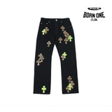 Calça Chrome Hearts Green & Leopard Cross