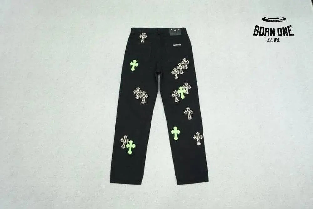Calça Chrome Hearts Green & Leopard Cross