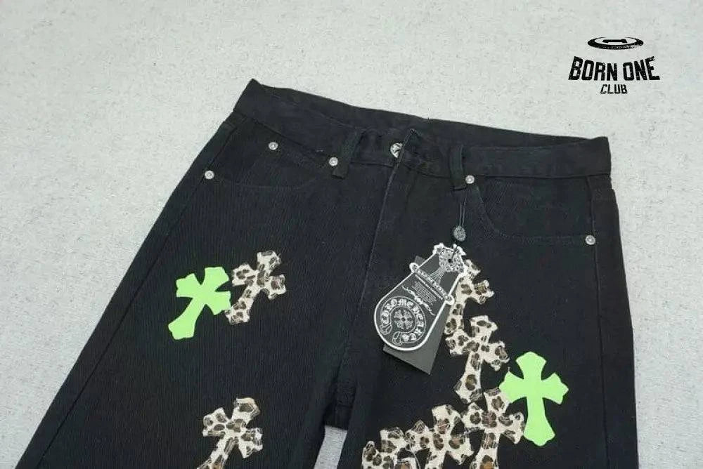 Calça Chrome Hearts Green & Leopard Cross