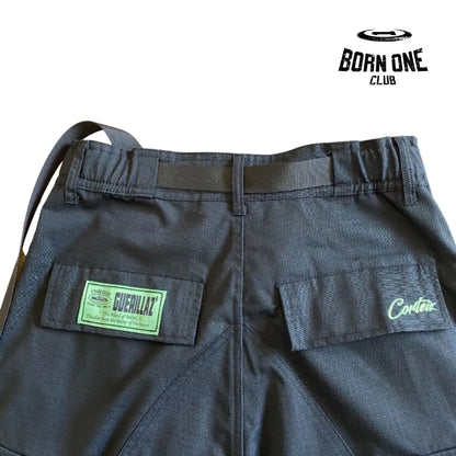 Calça Corteiz Black Green Logo Cargo