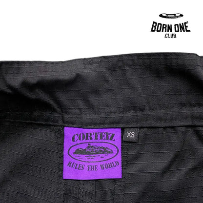 Calça Corteiz Black Purple Logo Cargo