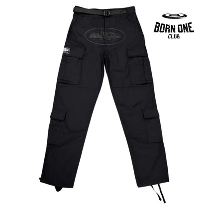 Calça Corteiz Black to Black Logo Cargo P