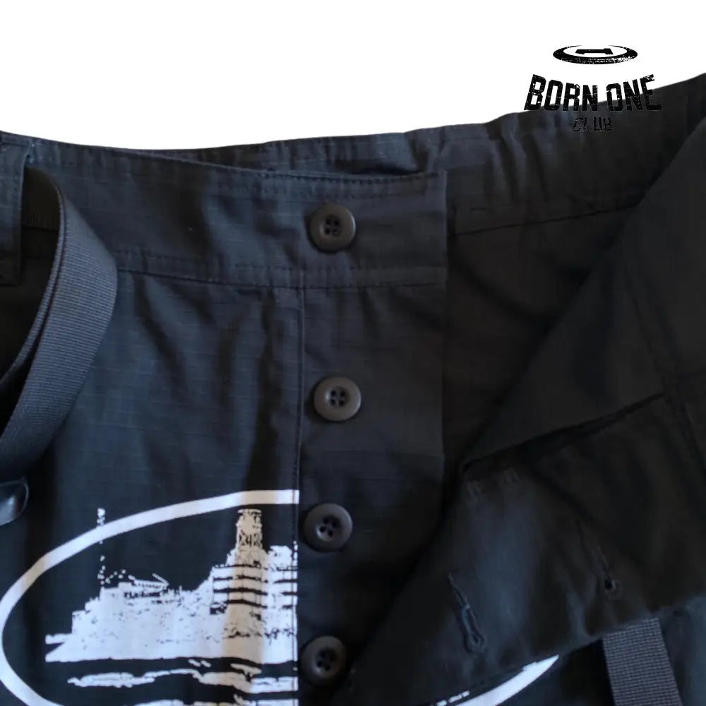 Calça Corteiz Black White With Logo Cargo