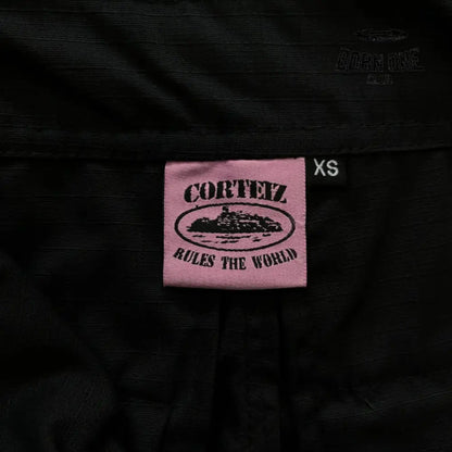 Calça Corteiz Black With Pink Logo Cargos