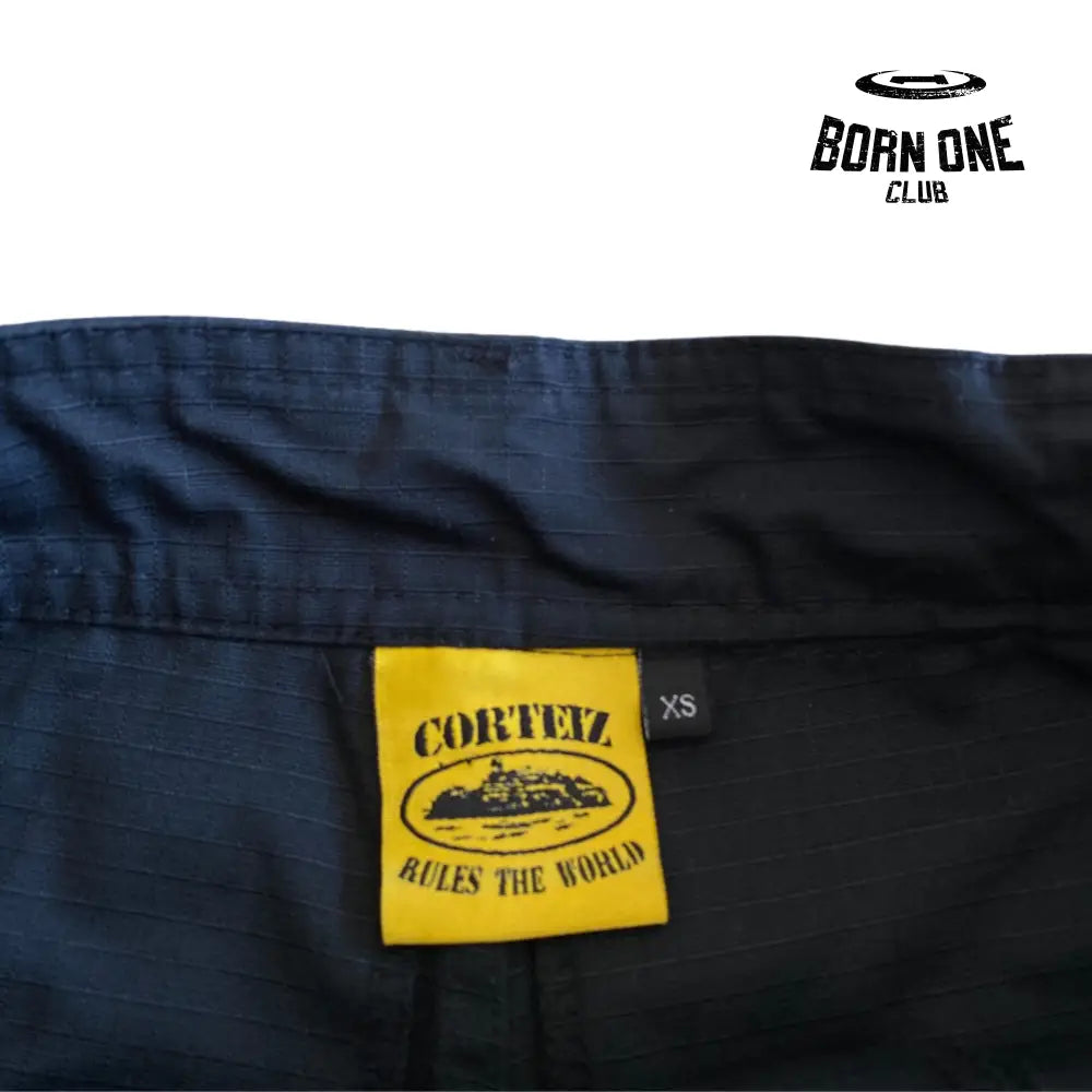 Calça Corteiz Black Yellow Logo Cargo