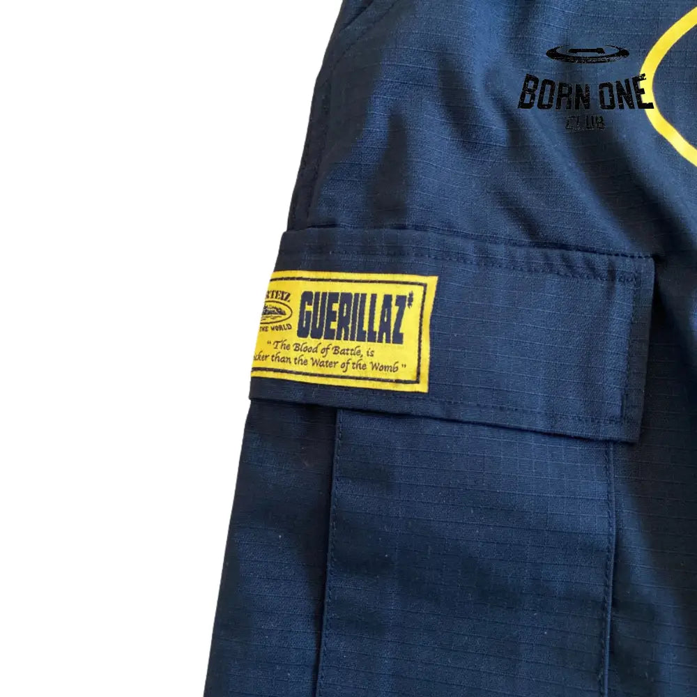 Calça Corteiz Black Yellow Logo Cargo
