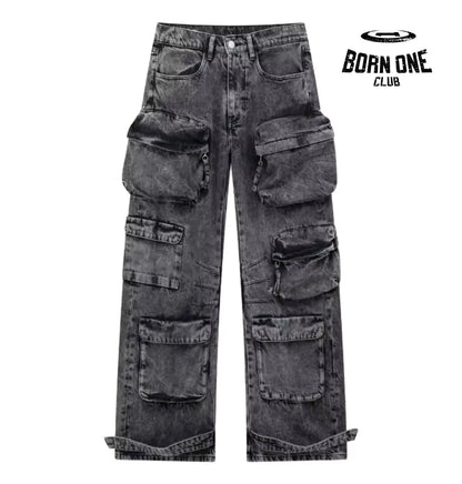 Calça Jeans UTILITY Cargo Com Bolsos