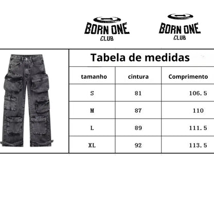 Calça Jeans UTILITY Cargo Com Bolsos