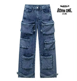 Calça Jeans UTILITY Cargo Com Bolsos