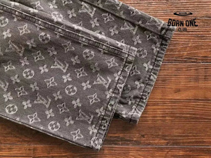 Calça Louis Vuitton Distressed Baggy Monogram Jeans