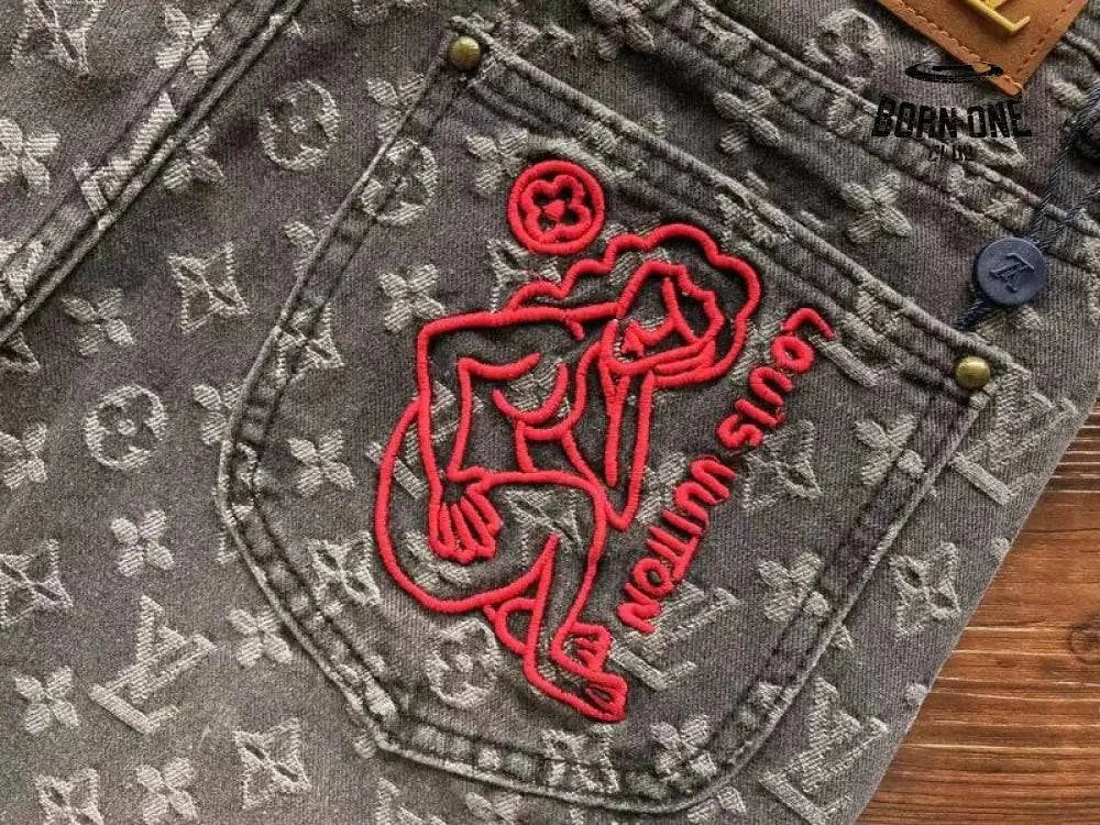 Calça Louis Vuitton Distressed Baggy Monogram Jeans