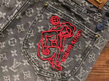 Calça Louis Vuitton Distressed Baggy Monogram Jeans