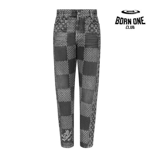 Calça Louis Vuitton x Nigo Giant Damier Waves MNGM