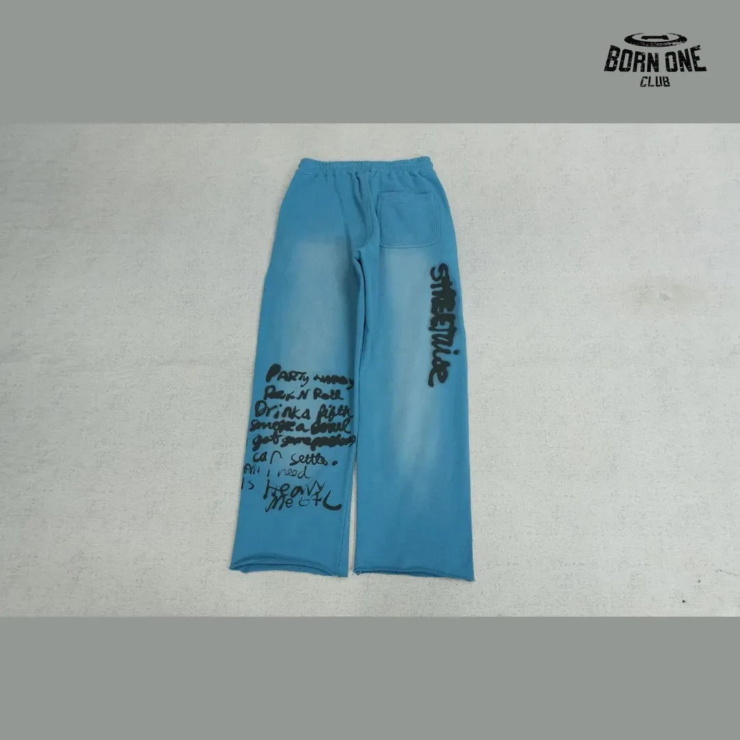 Calça Moletom Paly Hollywood Devil Face Sweatpant Blue
