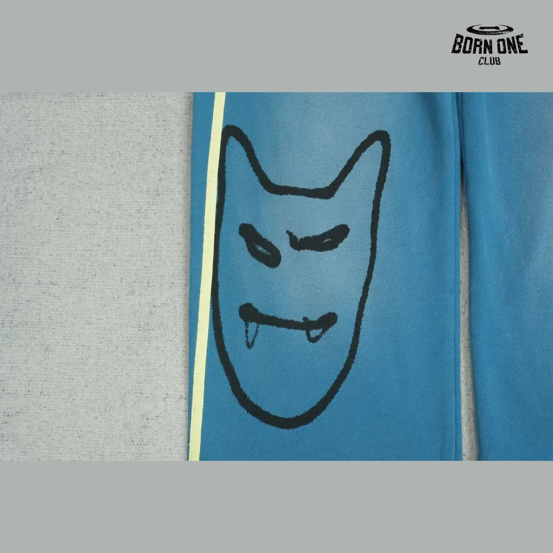 Calça Moletom Paly Hollywood Devil Face Sweatpant Blue