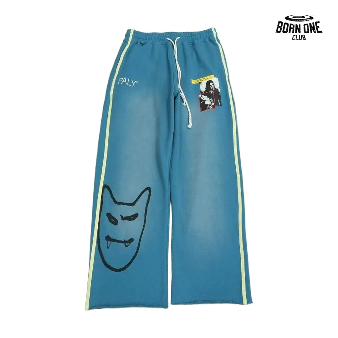 Calça Moletom Paly Hollywood Devil Face Sweatpant Blue